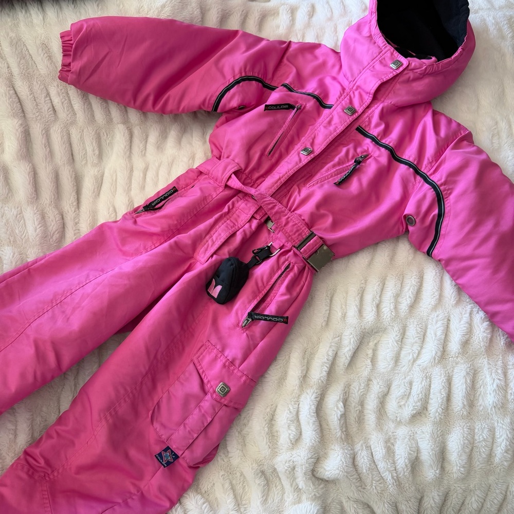 Vintage Couloir Snow Suit Pink One Piece Ski Suit Girls 6X 80s 90s Retro Snow